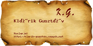Klárik Gusztáv névjegykártya