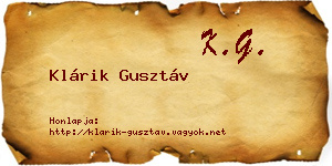 Klárik Gusztáv névjegykártya